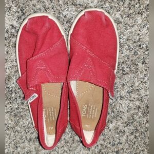 TOMS| Kids Red Canvas Shoes